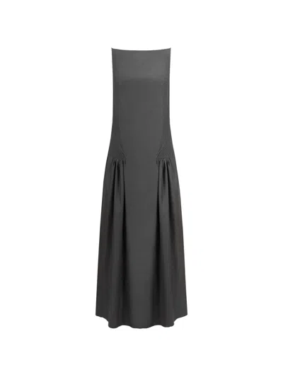 The Arkow Vera Open-back Pleated Maxi Dress In Black