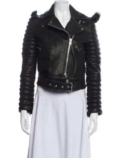 Pre-owned The Arrivals Lamb Leather Biker Jacket In Blue
