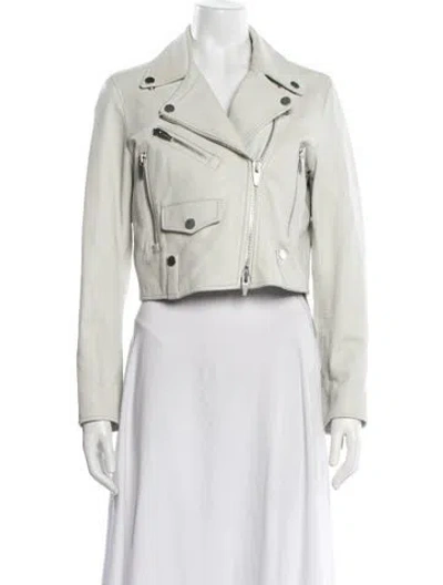 Pre-owned The Arrivals Lamb Leather Biker Jacket In Green