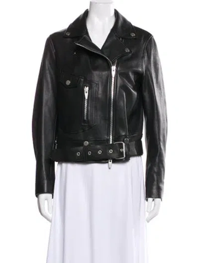 Pre-owned The Arrivals Lambskin Biker Jacket In Black