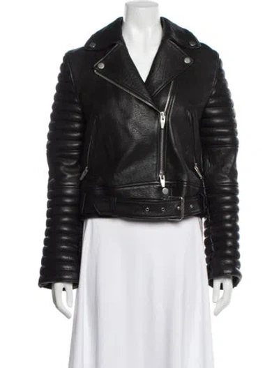 Pre-owned The Arrivals Lambskin Biker Jacket In Black