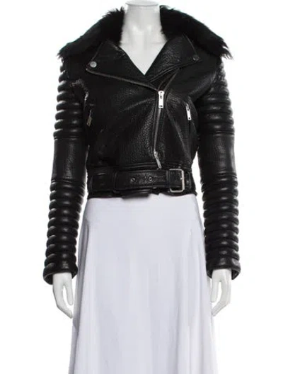 Pre-owned The Arrivals Lambskin Biker Jacket In Black