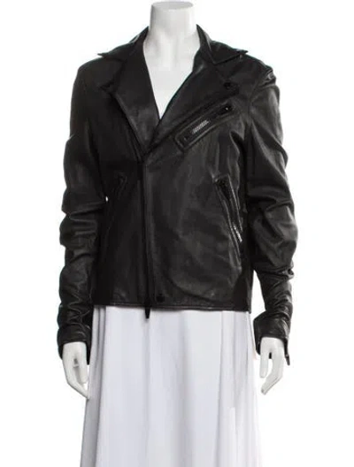 Pre-owned The Arrivals Lambskin Biker Jacket In Black