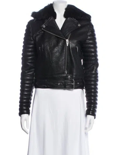Pre-owned The Arrivals Lambskin Biker Jacket In Black