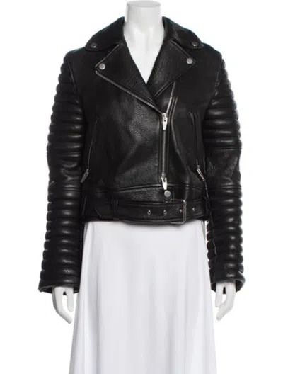 Pre-owned The Arrivals Lambskin Biker Jacket In Black