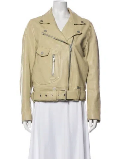 Pre-owned The Arrivals Lambskin Biker Jacket In Green
