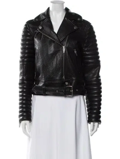 Pre-owned The Arrivals Lambskin Biker Jacket In Grey