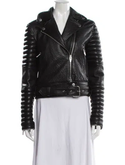 Pre-owned The Arrivals Lambskin Biker Jacket In Grey