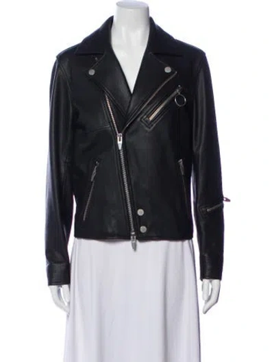 Pre-owned The Arrivals Leather Biker Jacket In Black