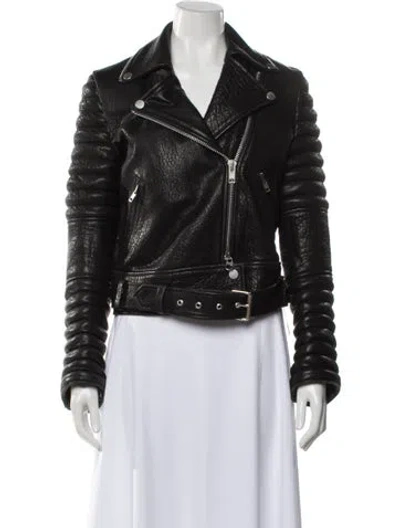 Pre-owned The Arrivals Leather Biker Jacket In Black