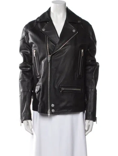 Pre-owned The Arrivals Leather Biker Jacket In Black