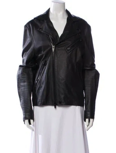Pre-owned The Arrivals Leather Biker Jacket In Black