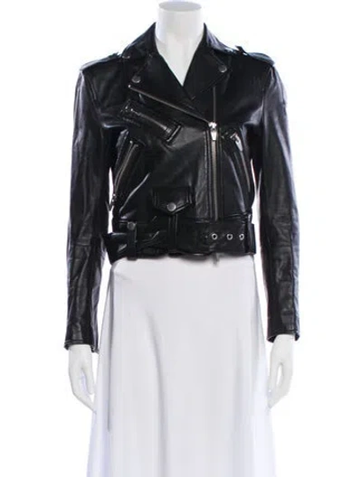 Pre-owned The Arrivals Leather Biker Jacket In Black