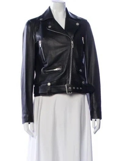 Pre-owned The Arrivals Leather Biker Jacket In Black