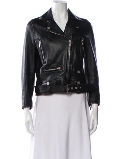 Pre-owned The Arrivals Leather Biker Jacket In Black