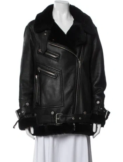 Pre-owned The Arrivals Leather Biker Jacket In Black
