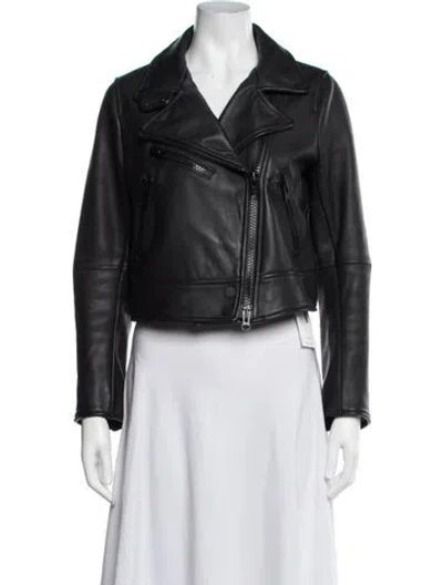 Pre-owned The Arrivals Leather Biker Jacket In Black