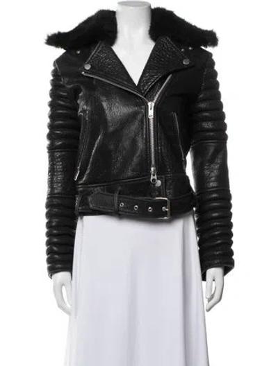 Pre-owned The Arrivals Leather Biker Jacket In Black