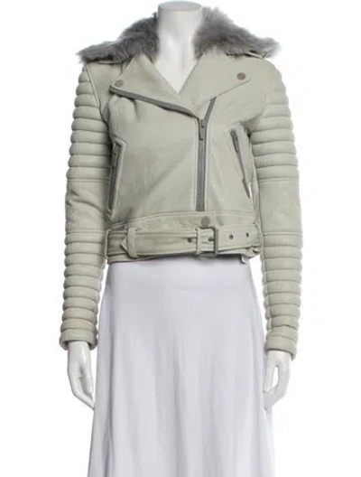Pre-owned The Arrivals Leather Biker Jacket In Neutral