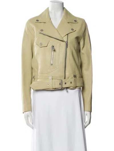 Pre-owned The Arrivals Leather Biker Jacket W/ Tags In Neutral