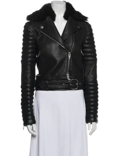 Pre-owned The Arrivals Leather Faux Fur Coat In Black