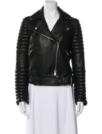 Pre-owned The Arrivals Leather Fur Jacket In Black