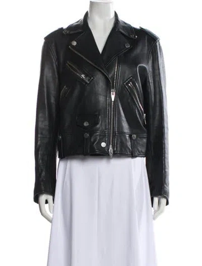 Pre-owned The Arrivals Leather Fur Jacket In Black
