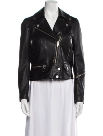 Pre-owned The Arrivals Leather Fur Jacket In Black