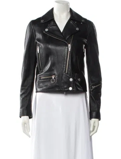 Pre-owned The Arrivals Leather Fur Jacket In Black