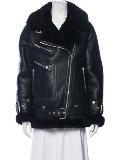 Pre-owned The Arrivals Leather Fur Jacket In Gray
