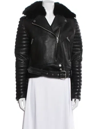 Pre-owned The Arrivals Shearling Biker Jacket In Black