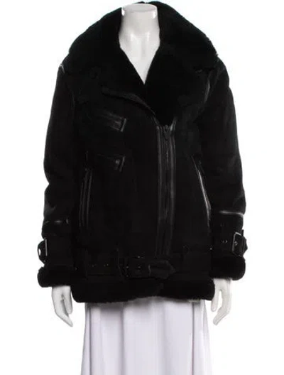 Pre-owned The Arrivals Shearling Biker Jacket In Black