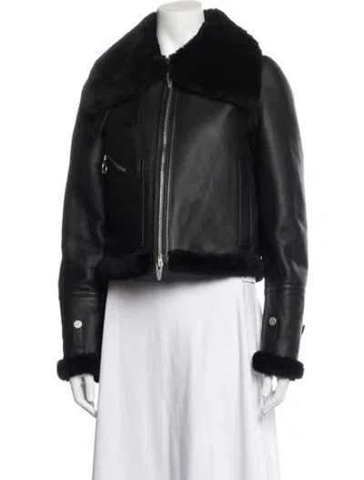 Pre-owned The Arrivals Shearling Biker Jacket In Black