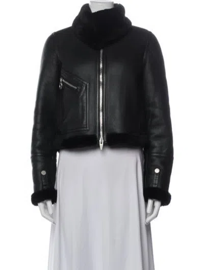 Pre-owned The Arrivals Shearling Biker Jacket In Black