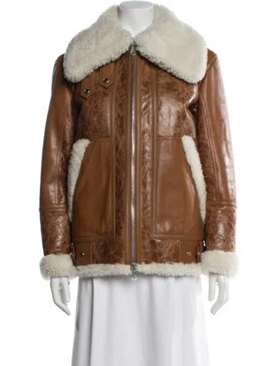 Pre-owned The Arrivals Shearling Biker Jacket In Neutral