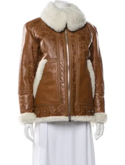 Pre-owned The Arrivals Shearling Biker Jacket In Neutrals