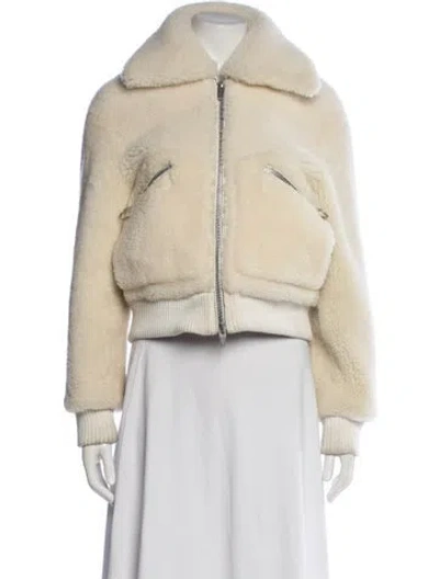 Pre-owned The Arrivals Shearling Bomber Jacket In Neutrals