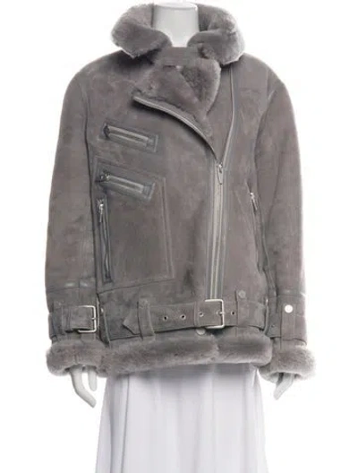 Pre-owned The Arrivals Shearling Coat In Gray