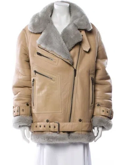 Pre-owned The Arrivals Shearling Faux Fur Coat In Neutral