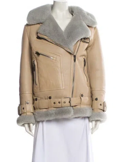 Pre-owned The Arrivals Shearling Fur Coat In Neutral