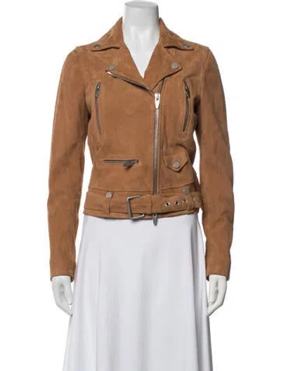Pre-owned The Arrivals Suede Biker Jacket In Brown
