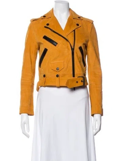 Pre-owned The Arrivals Suede Biker Jacket In Yellow