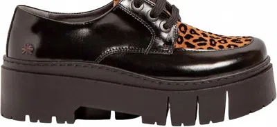The Art Company Women's 1765 Leeds Platform Loafers In Black Shiny With Leopard In Multi