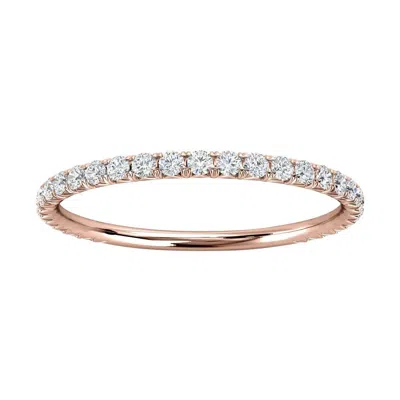 Pre-owned The Art Of Jewels Signature 14k Rose Gold Mini Gia French Pave Diamond Ring '1/4 Ct. Tw' In Red