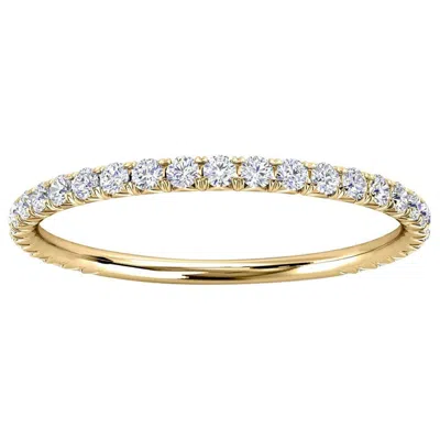 Pre-owned The Art Of Jewels Signature 14k Yellow Gold Mini Gia French Pave Diamond Ring '1/4 Ct. Tw'