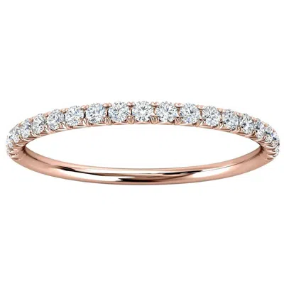 Pre-owned The Art Of Jewels Signature 18k Rose Gold Mini Voyage French Pave Diamond Ring '1/6 Ct. Tw' In Red