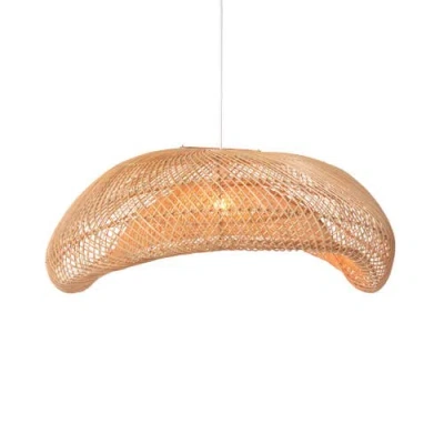 The Artisan & Company Rattan Arch Wavy Pendant Light-xl In Natural