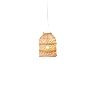 The Artisan & Company Small Bell Rattan Pendant Hanging Light In Natural