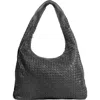 The Artisan & Company Woven Leather Slouchy Hobo Bag-black