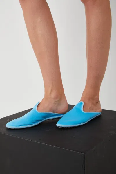 The Artisanal Club Ballerina Sabot In Satin Azzurro In Mag
